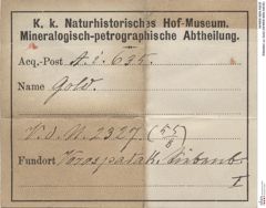 Etiketten zu Gold (NHMW-MIN-Ai635)